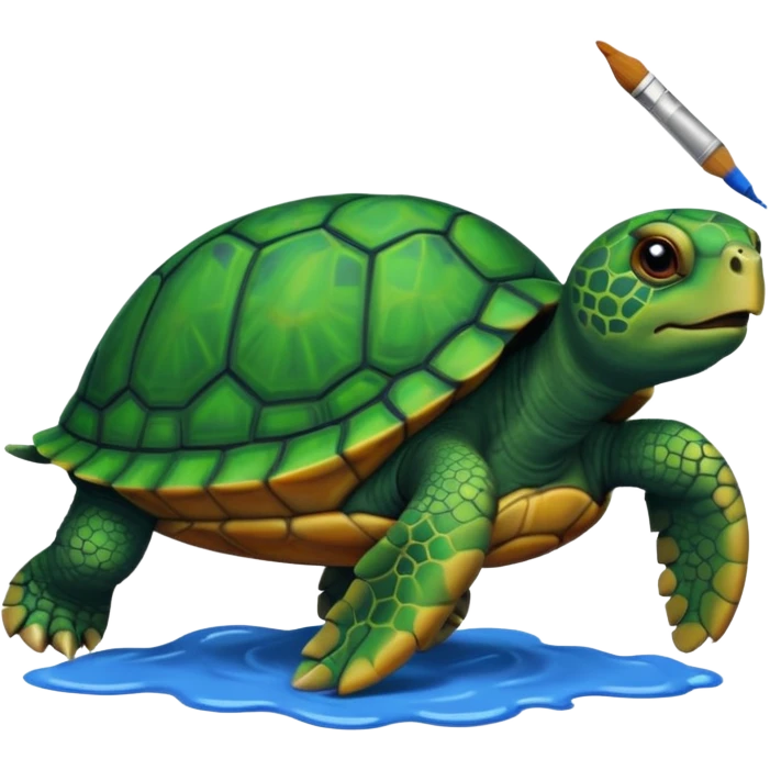 siyah rengi sevmeyen kaplumbağa ama kendisi siyah olduğu için kendini boyamaya çalışan kaplumbağa emoji