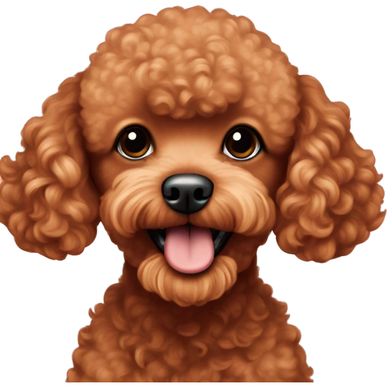 Red toy poodle with white goatee and long legs emoji