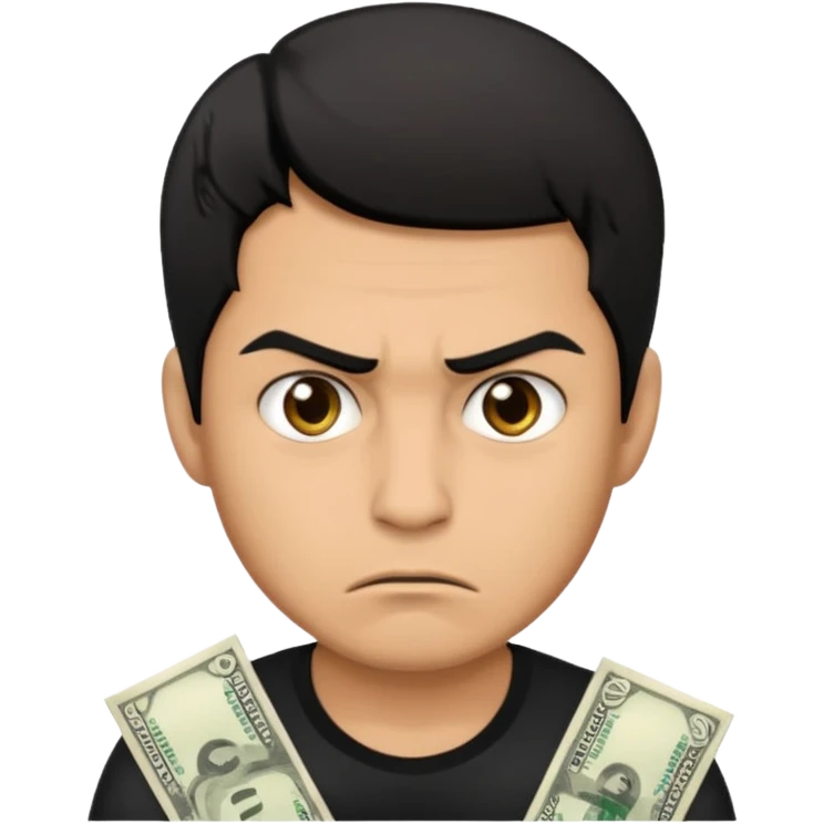 a man with money and little angry face emoji