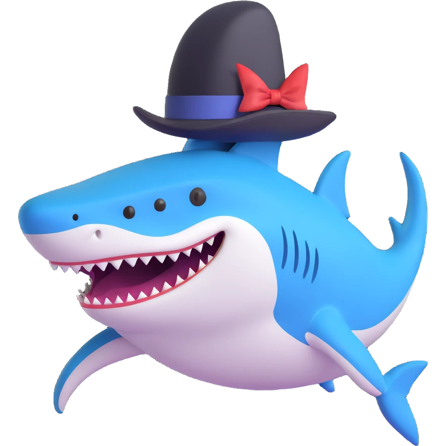 shark wearing a top hat emoji