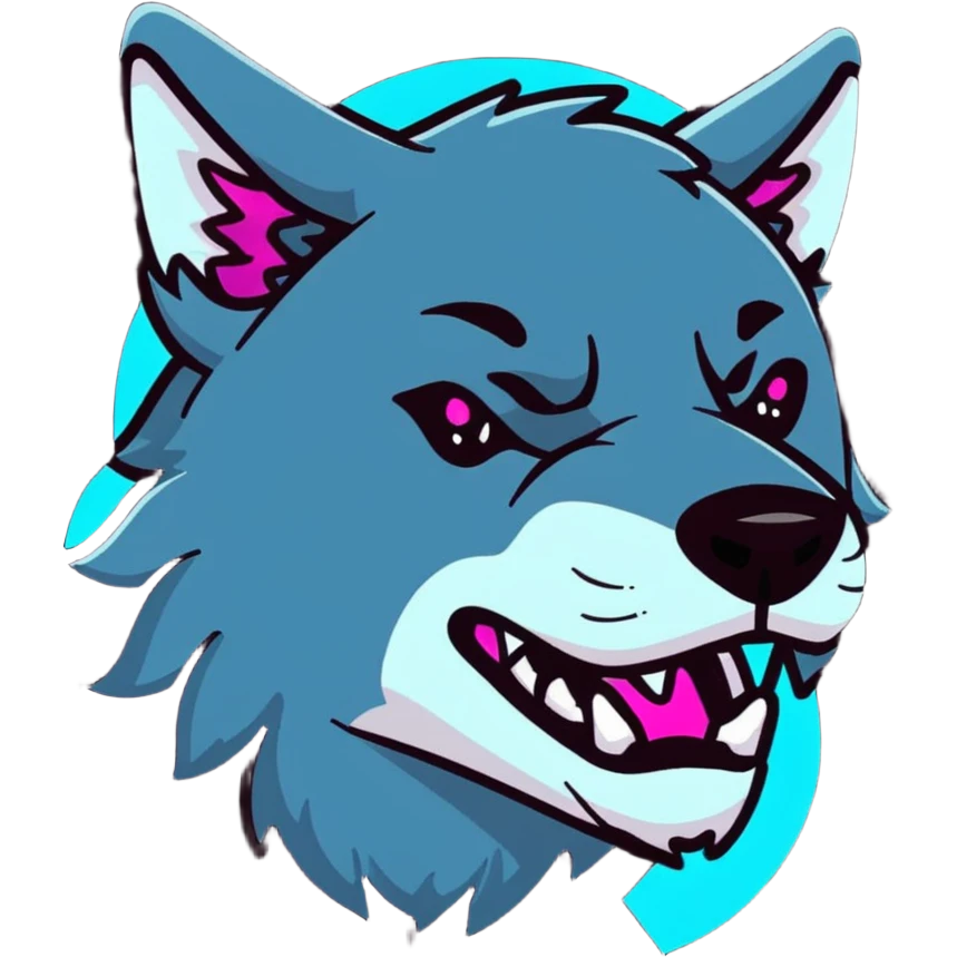 cyber wolf with holographic interface elements emoji