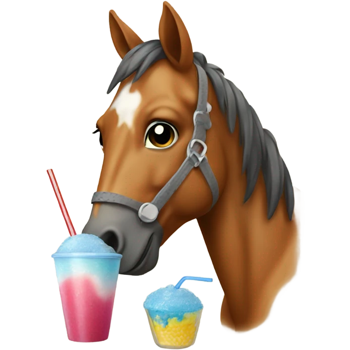 Horse eating a slushie emoji