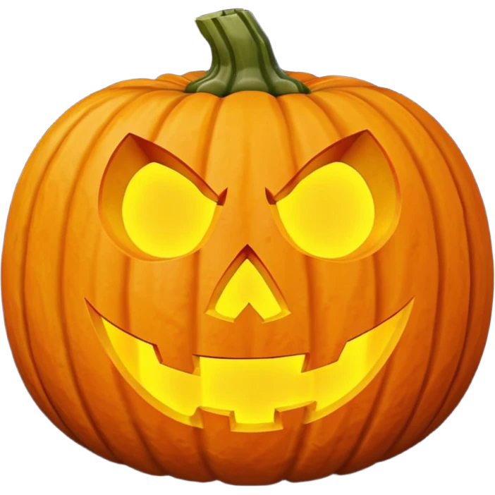 single Halloween pumpkin, carved jack-o'-lantern face, glowing inside, isolated on white background, high detail, soft natural lighting, no text, no watermark --ar 1:1 --v 6
 emoji