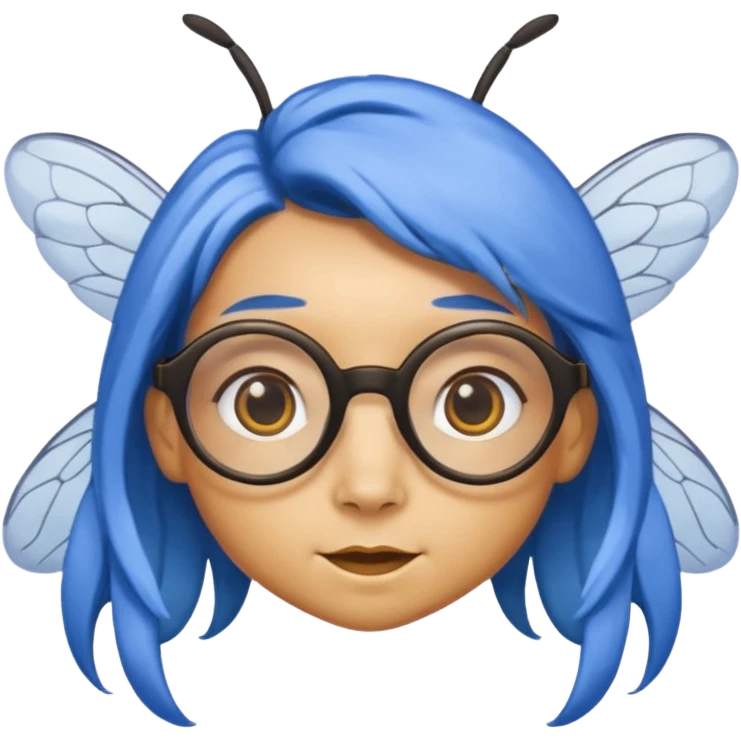 bee with blue hair and spectacles and wings emoji