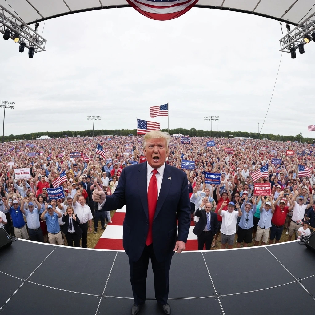 Donald Trump speaking at a rally emoji