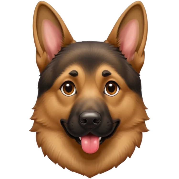 A German Shepard with its tongue out a little emoji