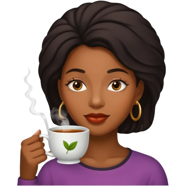 Black woman drinking tea emoji