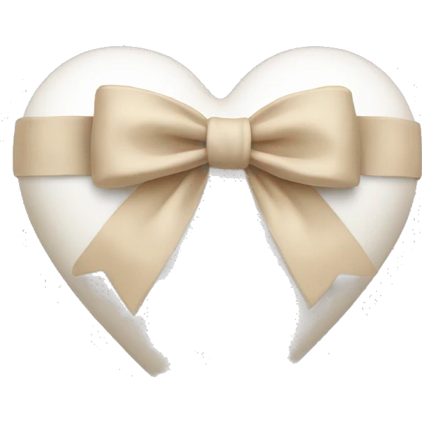 white heart with beige bow emoji