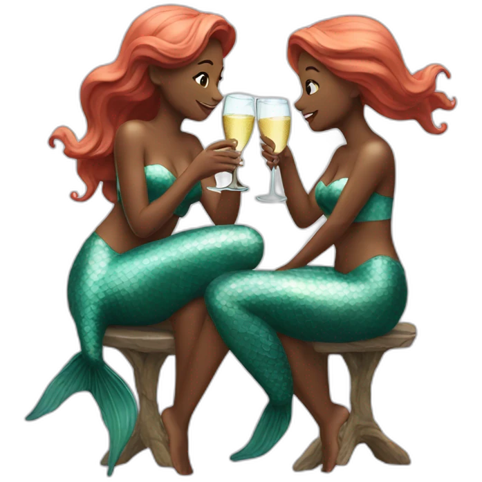 Two mermaids drinking champagne  emoji