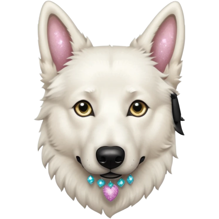 White belgian Shepard With glitter eyes  emoji