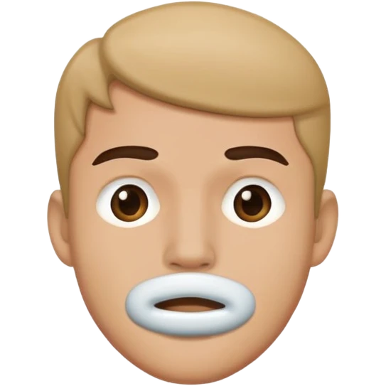 the guy put his hand over his mouth and the guy wears  emoji