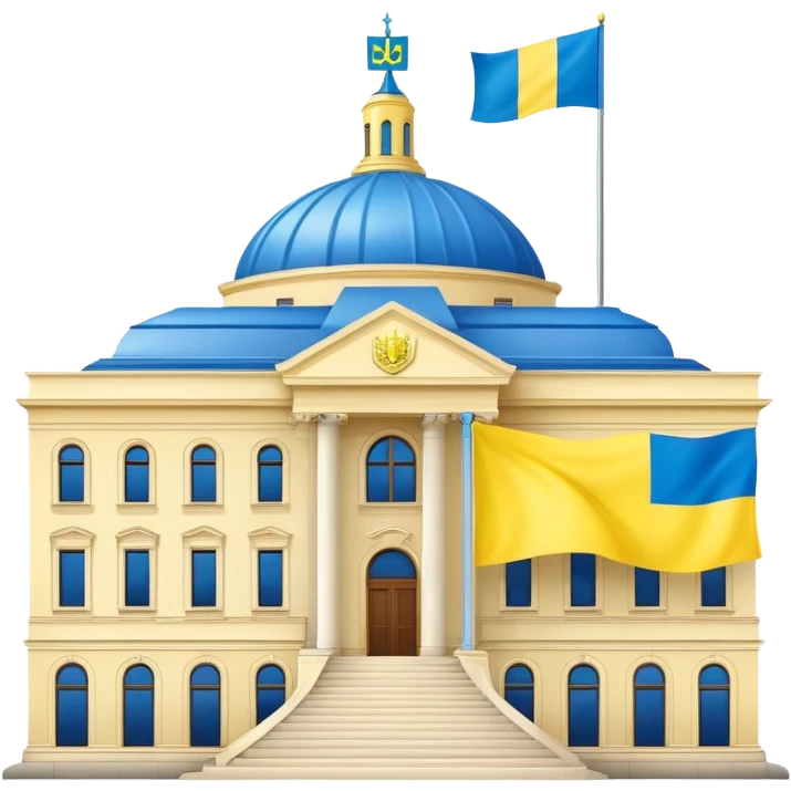 Presidential buildings with the flag of Ukraine emoji