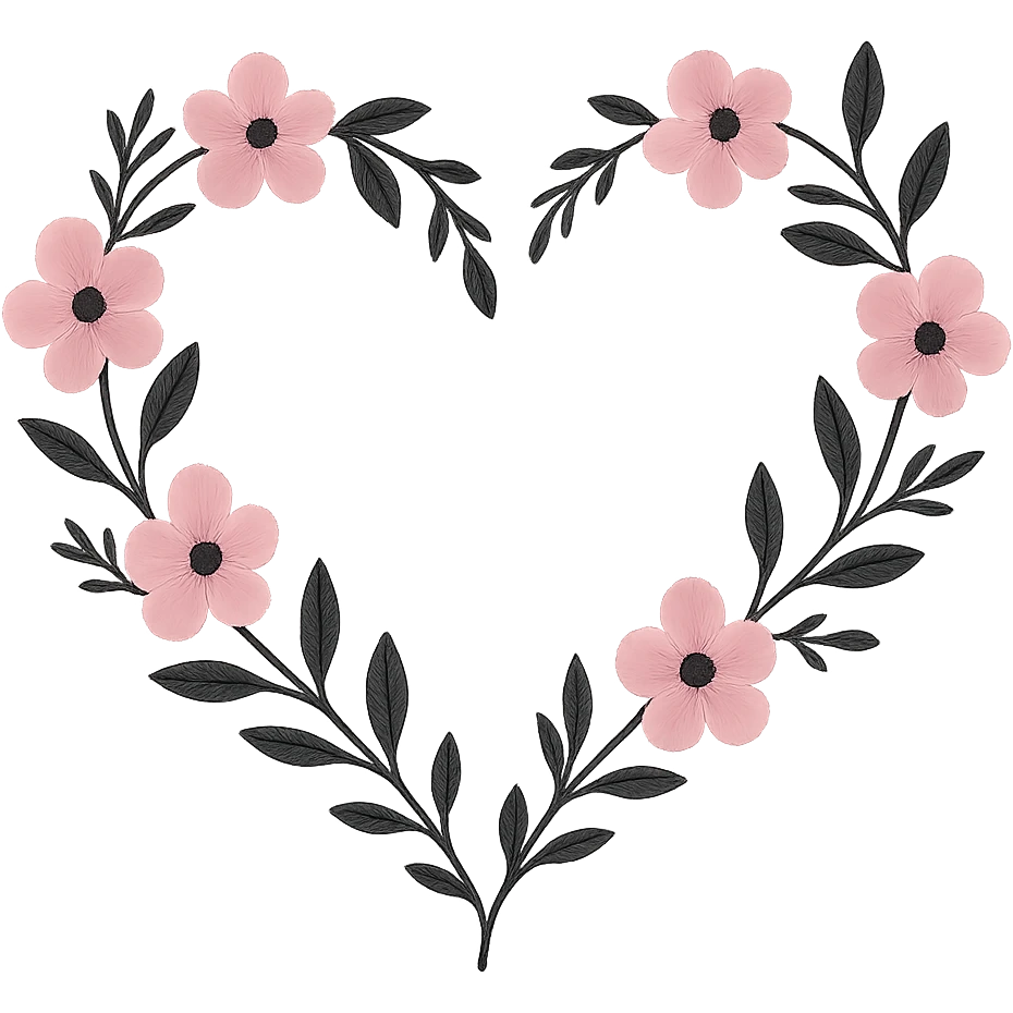 pink black wreath heart, remove background emoji