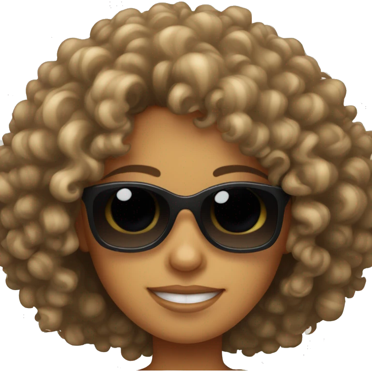 curly haired girl tanned with sunglasses emoji