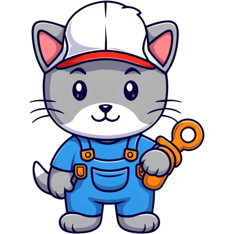 Grey kitten plumber emoji