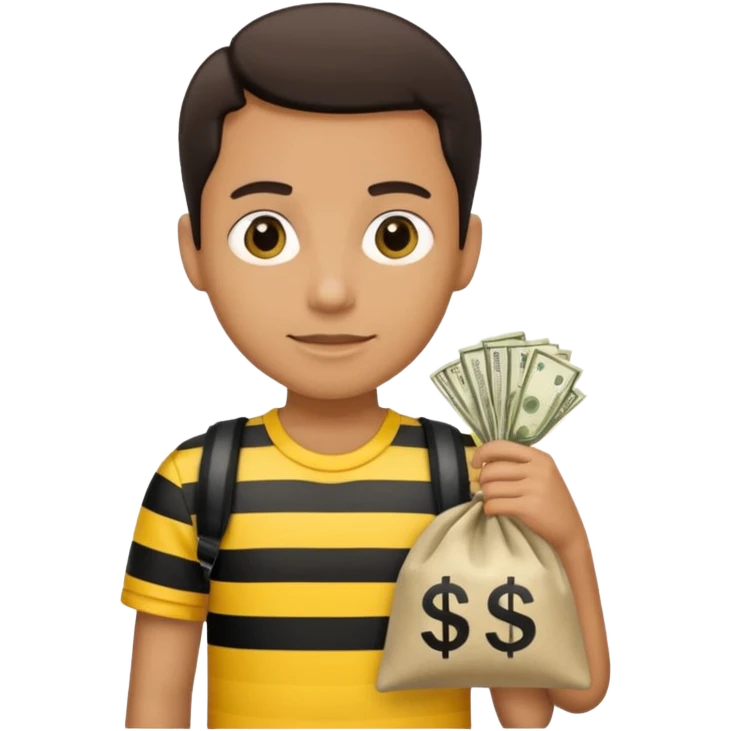 A Robber that just robes a bank** and that has yellow and black stripes that has a bag with money inside emoji