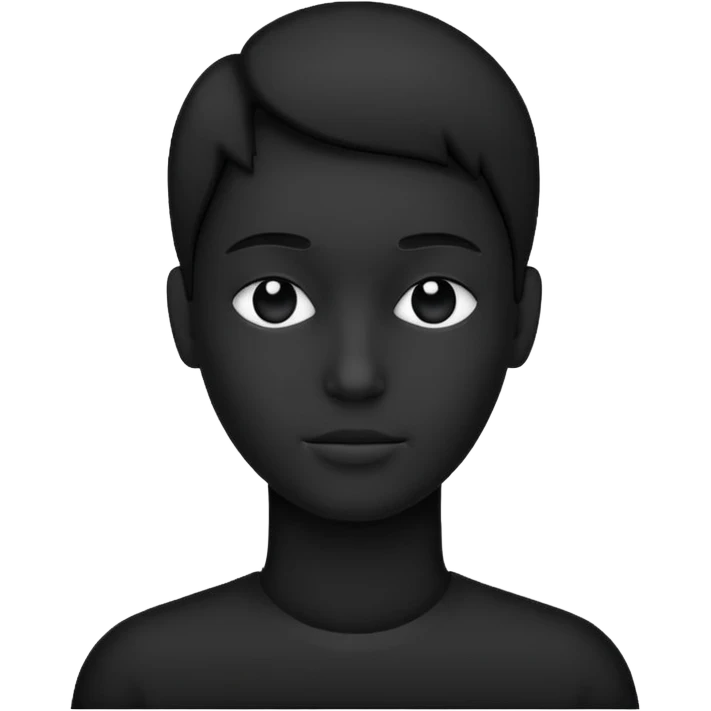 completely flat black silhouette, no facial features, no eyes, no no nose, no lips, no hair emoji