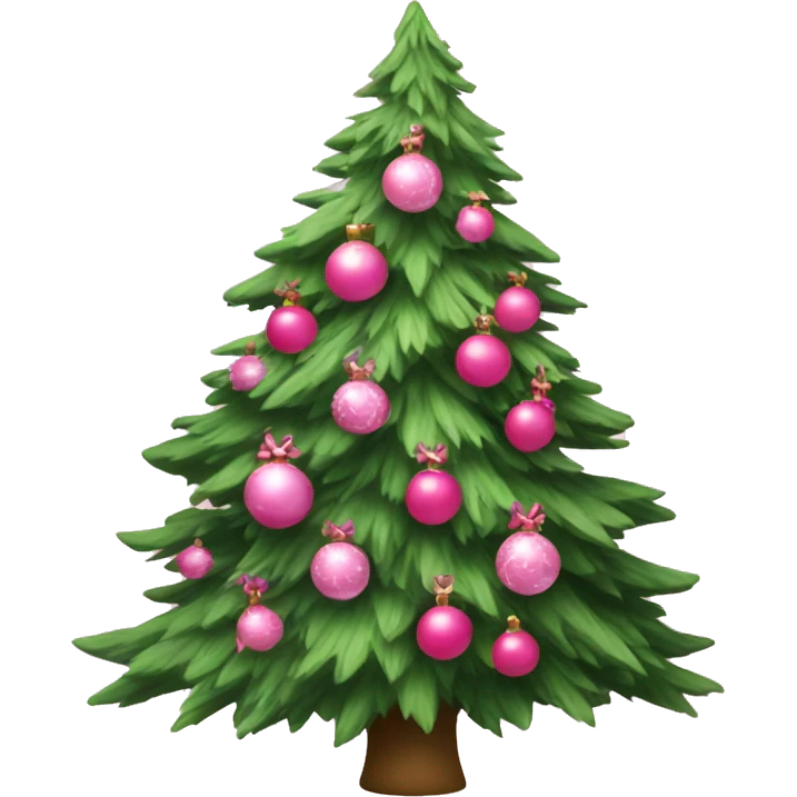 Christmas tree decorated with pink ornaments and with pink bow emoji
