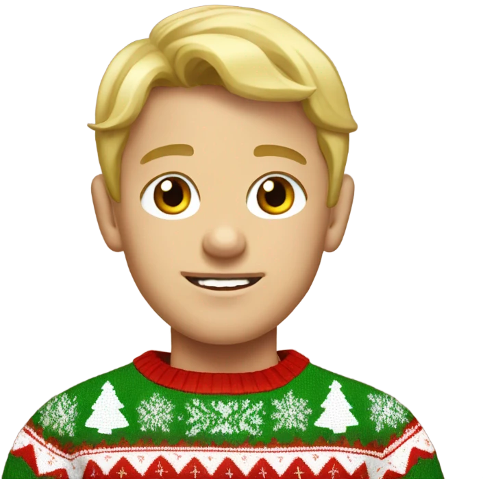 Really ugly blond boy in christmas sweater emoji