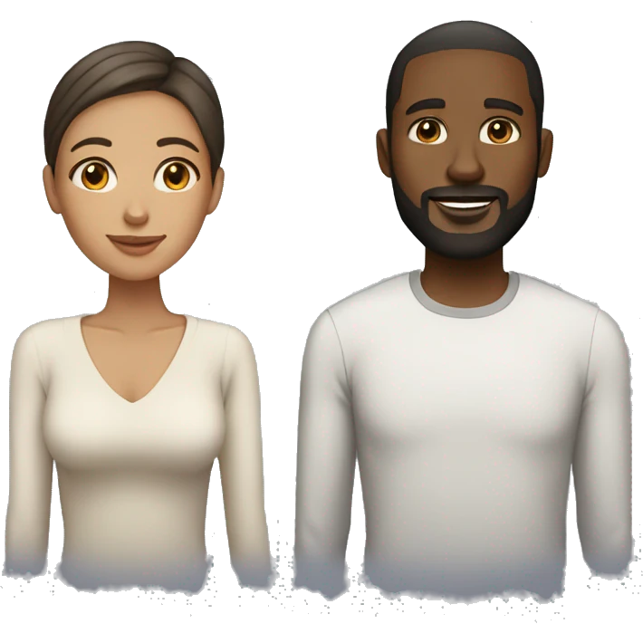 Couple black man with beard and very light skinned woman emoji