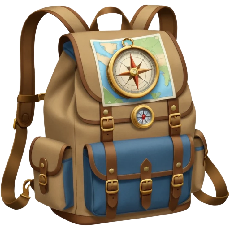 backpack with many exploring items emoji