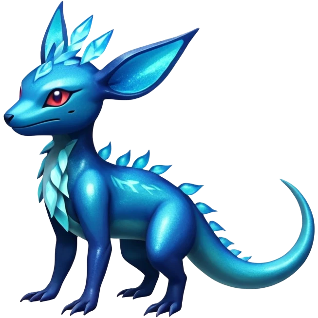 Colorful Dark Shiny Exotic Salandit-Aurorus-Glaceon-Fakémon-hybrid-creature (full body)  emoji