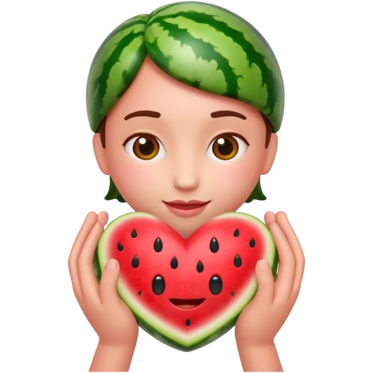 emoji of watermelon-red heart with giving hands emoji