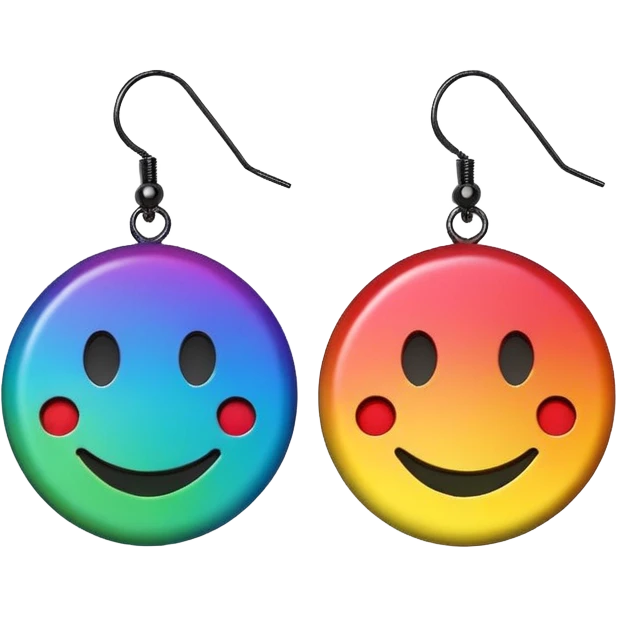 rainbow color smiley face shaped earrings emoji