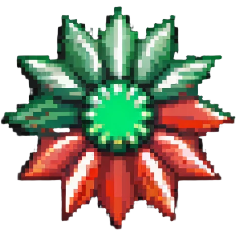 Star-shaped members badge with green to red gradient rays emanating from center emoji