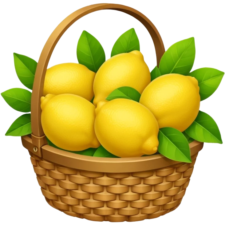 корзина с листками и лимонами, green emoji