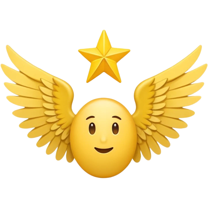 An image with wings on a star based on the star and wings of the basic emoji of the iPhone. not 3d just plat and soft and not have to bold emoji