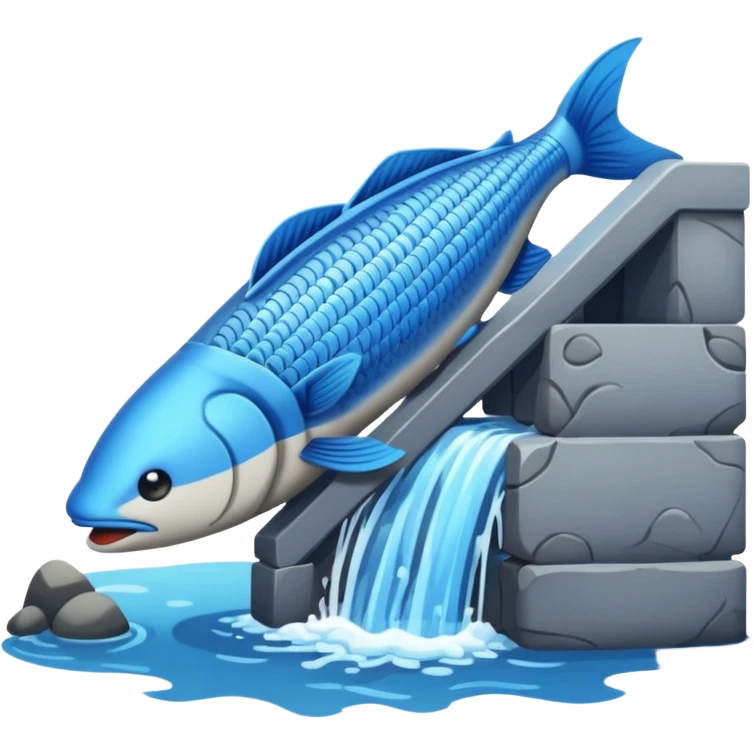 Emoji-style illustration of a fish ladder, flat vector look, bold outlines, minimal details, no background emoji