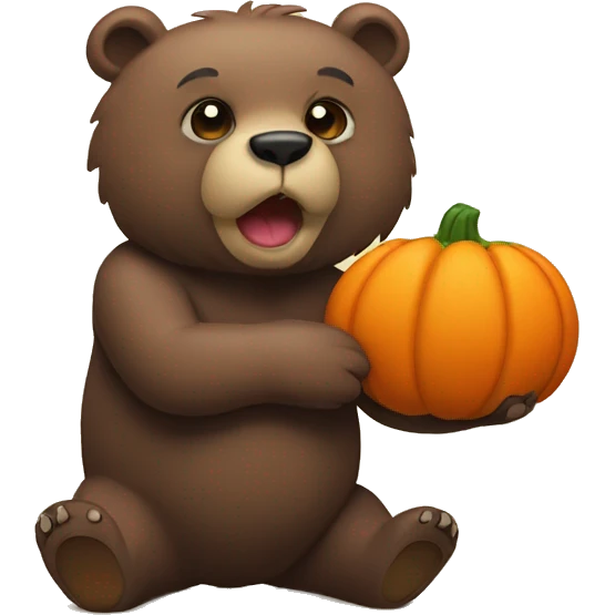 Bear with pimpkin emoji