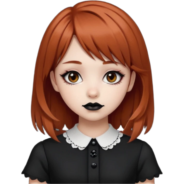 Reddish brown wolfcut emo Lolita blacklipstick pretty girl emoji