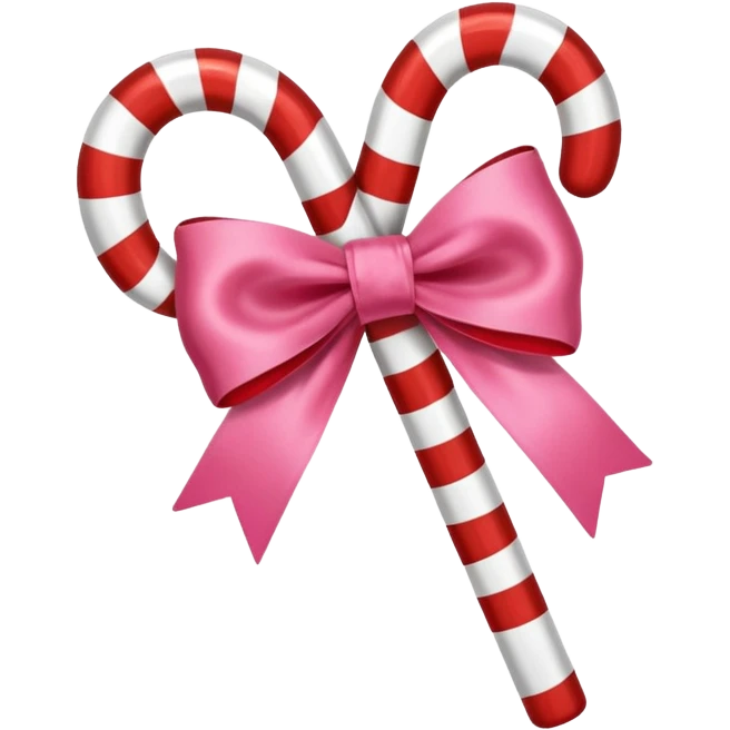 candy cane with little pink bow emoji