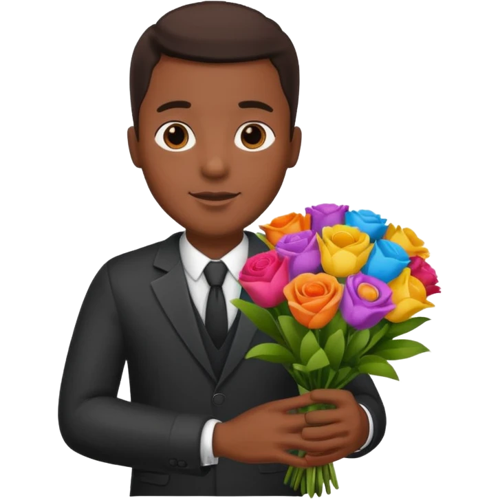 Black Male hand give a bogue of flowers emoji