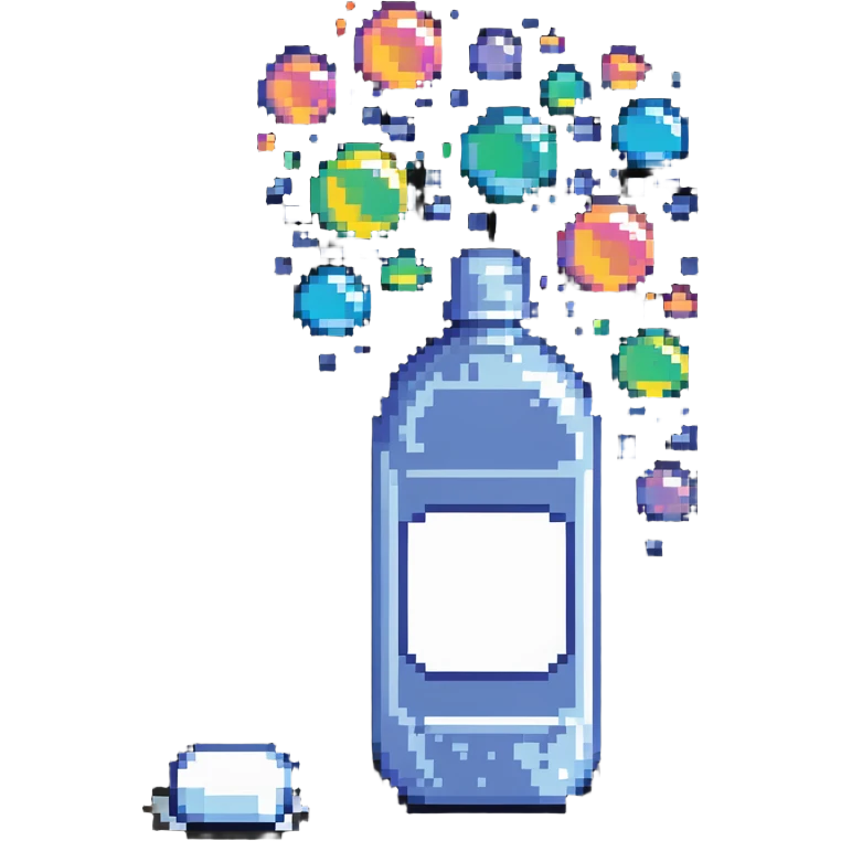 laundry detergent bottle with soap bubbles emoji
