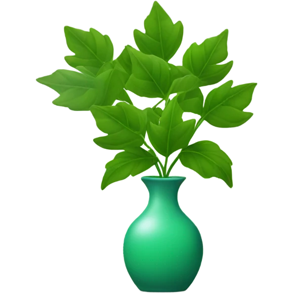 emoji holding green leafs in a vase emoji