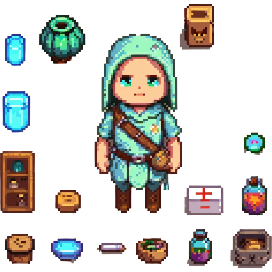 A Dota 2 player with a stone-faced look, surrounded by in-game items emoji