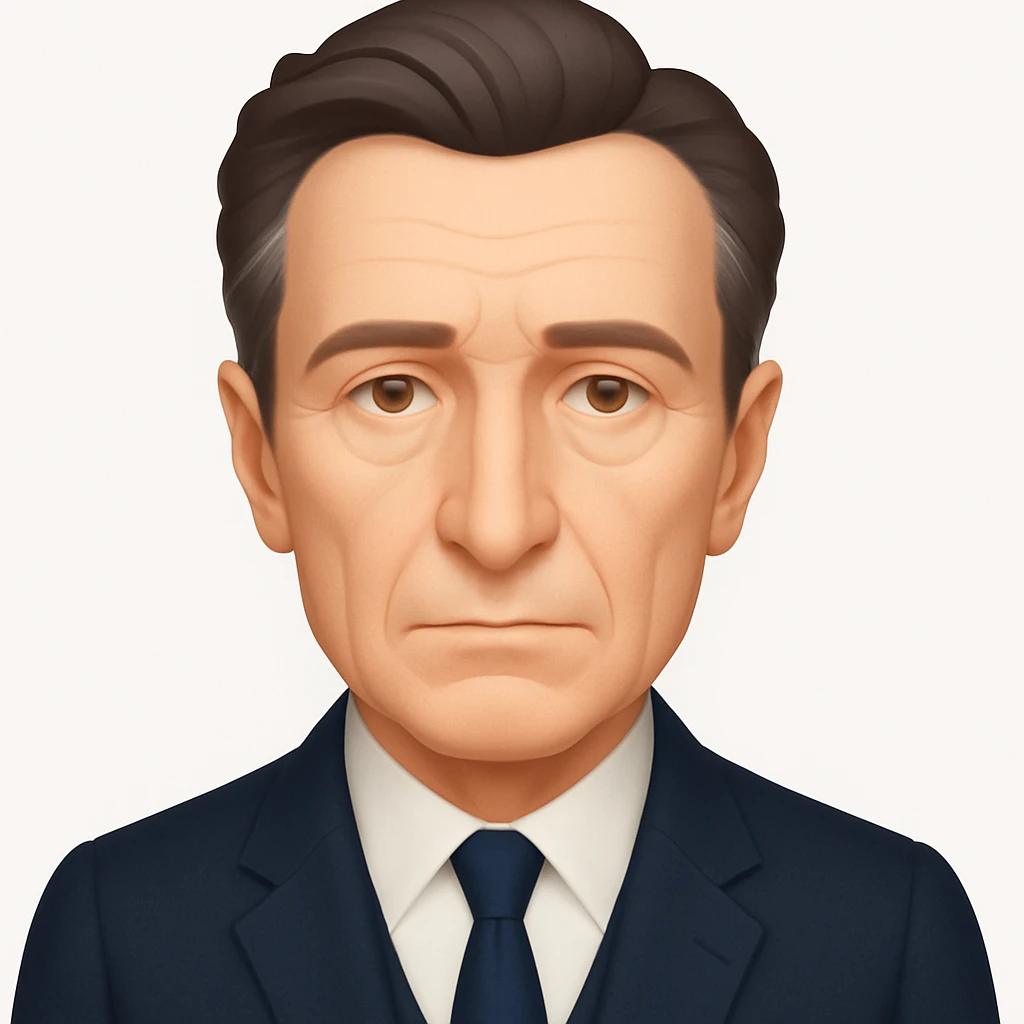 Remove the glasses from the emoji portrait of Maurice Merleau-Ponty, keep the suit and intellectual vibe, emoji style emoji
