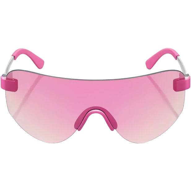 ultra minimalist frameless pink tinted shield visor sunglasses, simple clean lines emoji