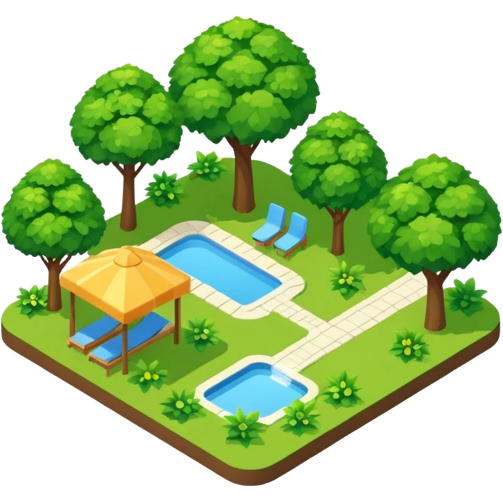 Green vacation park isometric exterior emoji
