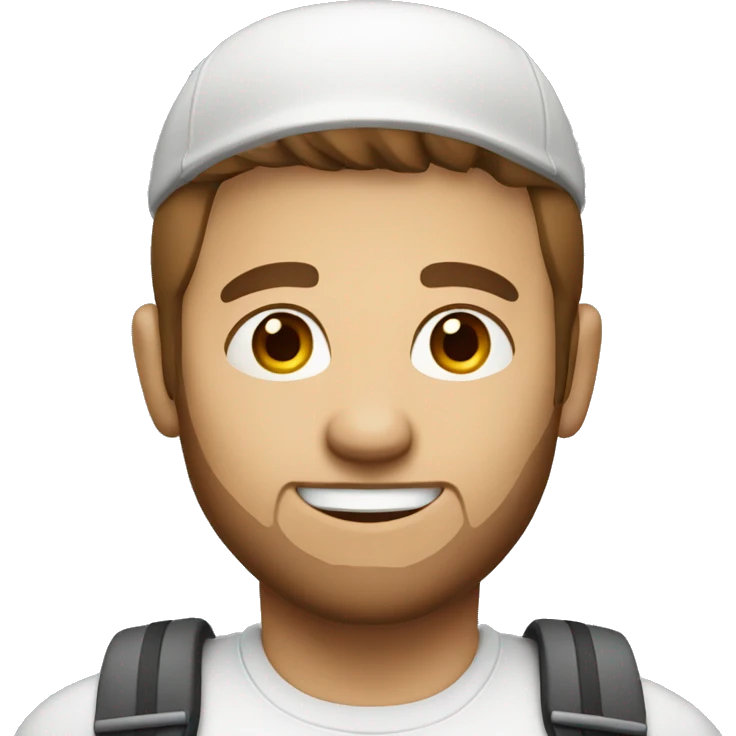 white delivery man with brown hair emoji