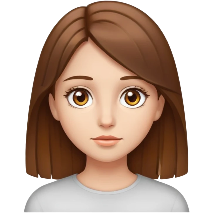 Brown haired girl, hazel eyes, straight hair  emoji