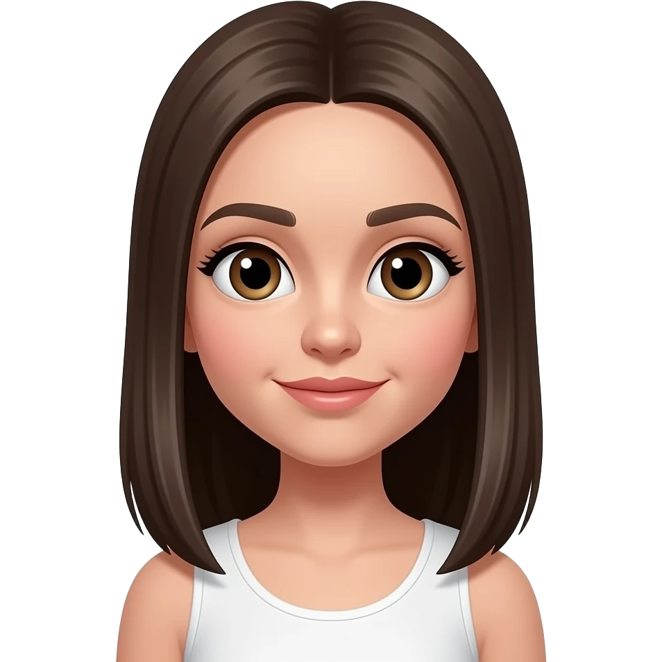 她有高高的身體、有一雙大大的眼睛、有直直的頭髮 emoji