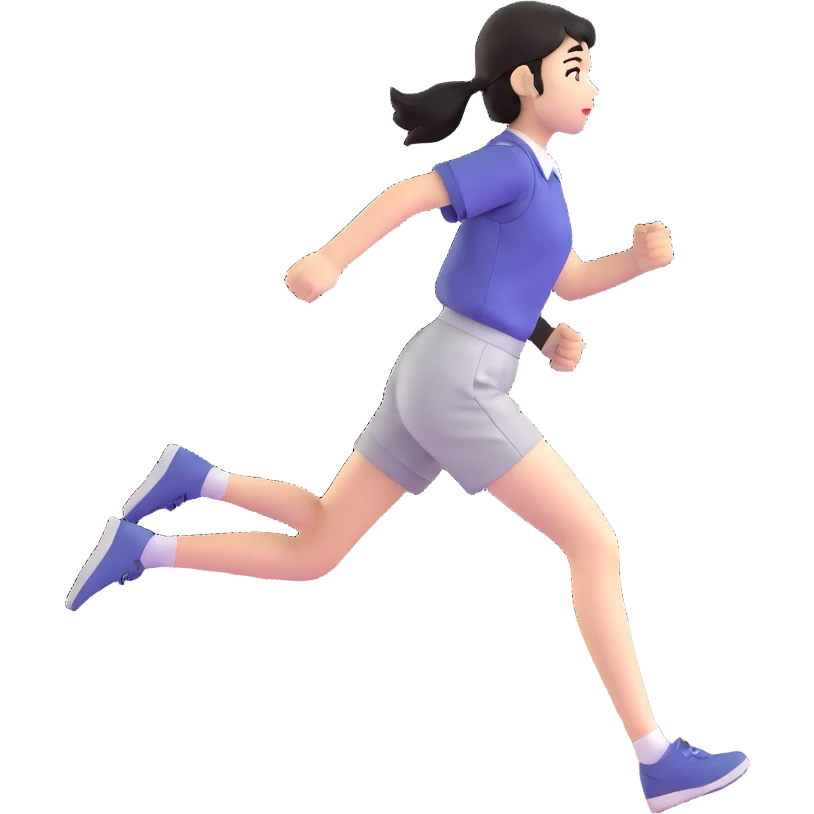 Japanese female high school student in PE uniform running on track emoji