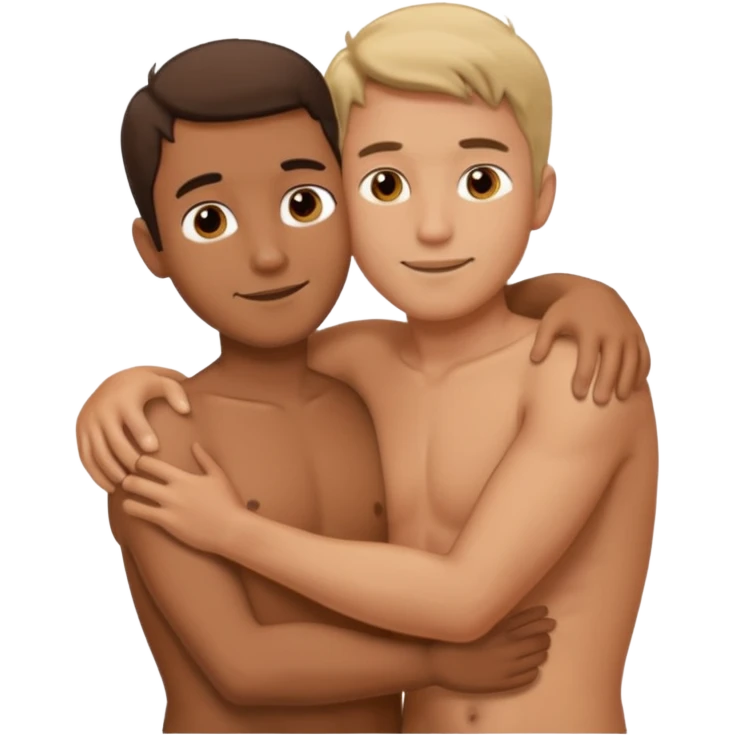 two guys naked and hugging  emoji