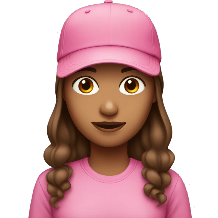 Medium skin girl with brown hair and pink cap emoji