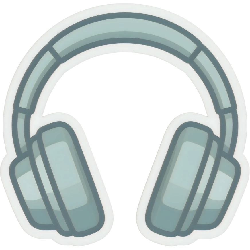 minimal line-art headphones sticker, elegant thin stroke, soft pastel tones, clean vector design, no background, modern aesthetic, 8k emoji