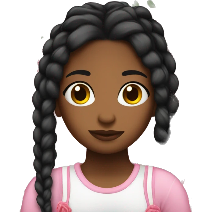 Chica negra con trenzas rosas emoji